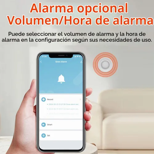 Vista 4 de Alarma de sirena inteligente WiFi: Sonda de 100 db, control de aplicación, alarma antirrobo inalámbrica, compatible con Alexa