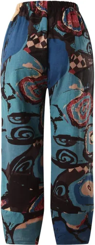 Vista 3 de FEDULKSTORE Pantalones de pierna ancha de algodón y lino para mujer, pantalones palazzo casuales de verano de cintura alta, pantalones holgados