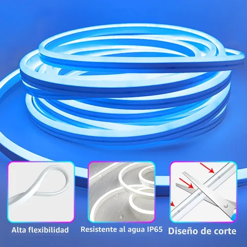 Vista 6 de Cuerda de luces LED de neón de 16.4 pies con aplicación o control remoto, luces LED flexibles, múltiples modos, luces de neón RGB para exteriores