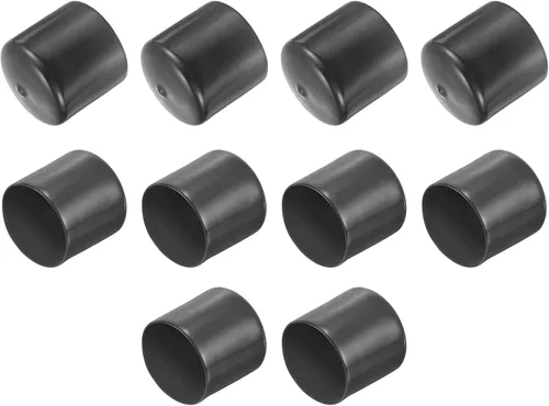 Vista 169 de uxcell 10 tapas de goma para extremos de 0.591 in de identificación, tapa de extremo redondo, protectores de rosca de tornillo, color negro