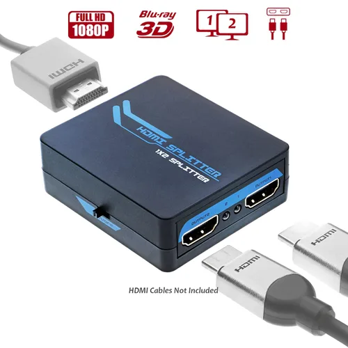 Vista 3 de XTREME Divisor HDMI de 2 puertos para televisores de alta definición, monitores de computadora y proyectores, calidad 4K/soporte Blu-Ray 3D