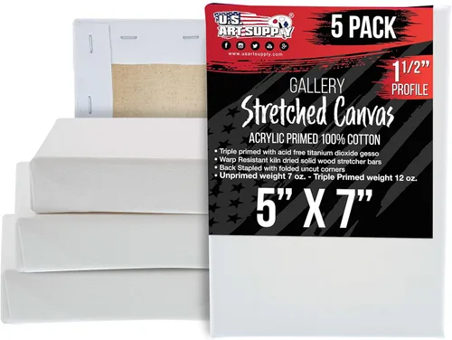 Vista 18 de U.S. Art Supply Paquete de 5 Bastidores estirados en masa para pintar 4 x 6 pulgadas de profundidad de galería, perfil de 1-1/2" - Calidad