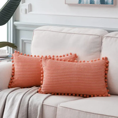 Vista 8 de Fancy Homi Juego de 2 fundas de almohada decorativas negras de 12 x 12 pulgadas con pompones para sofá y cama, decoración moderna de estilo bohemio
