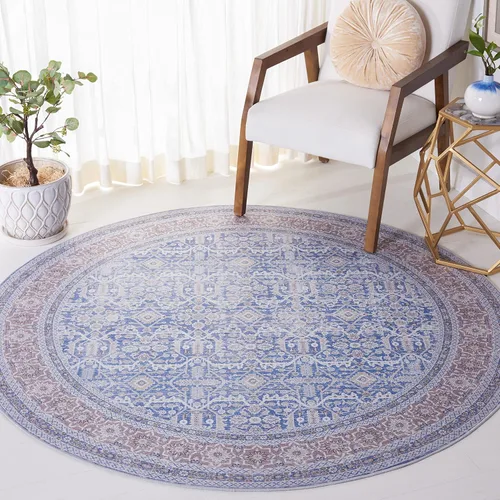 Vista 7 de SAFAVIEH Tucson Collection - Alfombra lavable de 2 pies 6 pulgadas x 6 pies, azul y al óxido, antideslizante y fácil de limpiar, ideal para pasillo