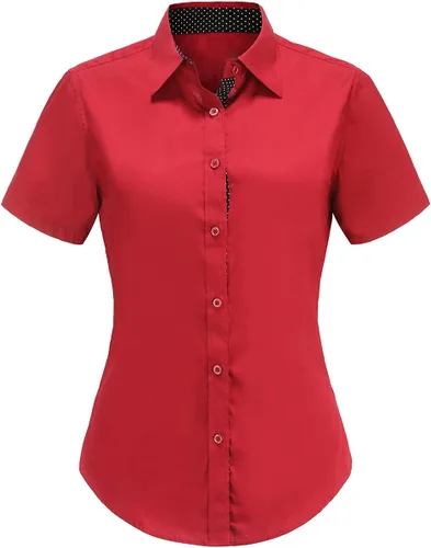 Vista 8 de Women Short Sleeve Button Down Shirts Cotton Camisa Manga Corta para Mujer