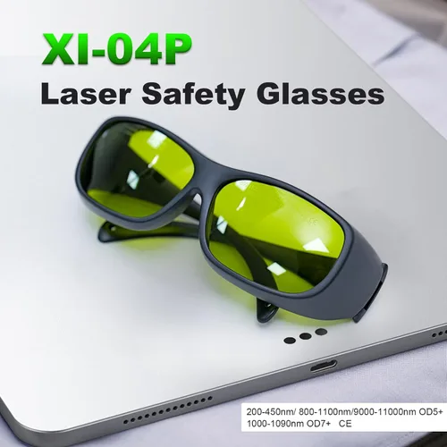 Vista 2 de Gafas de seguridad láser XI-04P Gafas de seguridad láser 200-450nm/800-1100nm/1000-1090nm Profesional OD7+YAG Gafas protectoras láser industriales