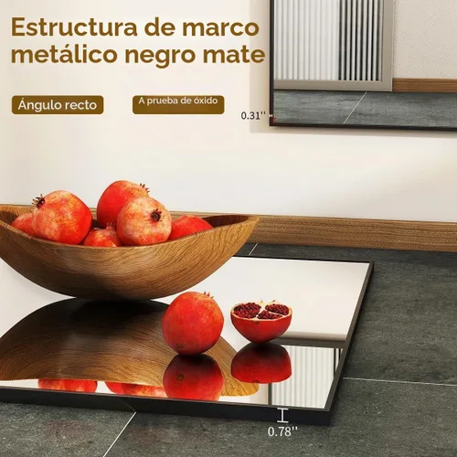 Vista 3 de BEAUTYPEAK Espejo de pared de baño de 20 x 28 pulgadas con marco de metal Negro
