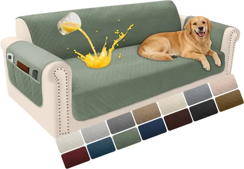 Vista 42 de Fundas de terciopelo 100% impermeables para sofá biplaza, fundas lavables para sofá de 2 plazas, fundas de sofá aptas para mascotas, protector