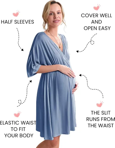 Vista 2 de Camisón Ekouaer para maternidad, vestido de noche, de lactancia, para mujer