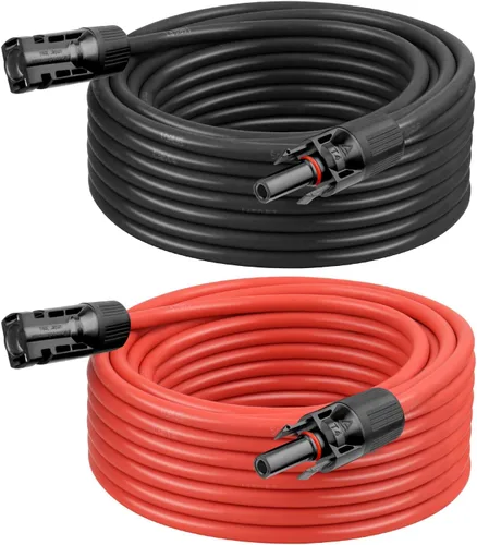 Vista 15 de Cable de Extensión Solar de 8 AWG 3 Pies Negro + 3 Pies Rojo, Cable de Panel Solar de Calibre 8 Macho a Hembra Alambre de Cobre Estañado para Panel