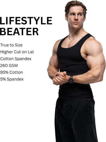 Vista 2 de Ekkovision Lifestyle Beaters, camisetas sin mangas para hombre, algodón y elastano, ajuste regular, tela acanalada