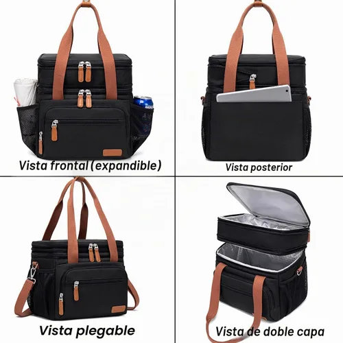 Vista 8 de Weitars Lonchera para mujeres y hombres, lonchera grande con doble compartimento para hombres, lonchera para adultos, para enfermeras, oficina Caqui