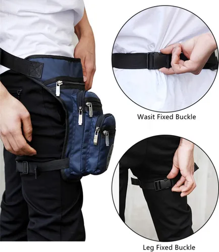 Vista 7 de Riñonera deportiva para muslo, riñonera táctica de carreras, impermeable, para motocicleta, al aire libre, viajes, senderismo, escalada, ciclismo