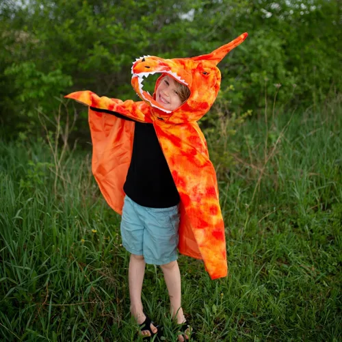 Vista 6 de Great Pretenders Grandasaurus - Capa de pterodáctilo, naranja, talla 4-6, 56855, disfraz de dinosaurio para niños