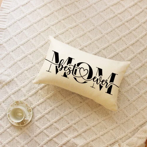 Vista 2 de Ogiselestyle Best Mom Ever - Fundas de almohada, 12 x 20 pulgadas, funda de cojín feliz para sofá