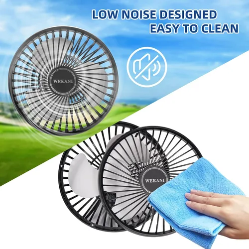 Vista 6 de Ventiladores de carrito de golf para accesorios de carrito de golf, ajustes de 3 velocidades para modelos EZGO Club Car Yamaha con abrazadera