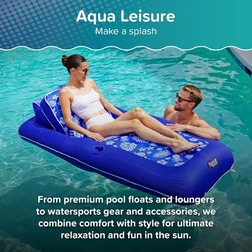 Vista 6 de Aqua Inflatable Tanning Pool Lounger, Premium Pool Float with Cupholders and Removeable Pillow for Relaxation and Fun