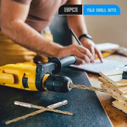 Vista 5 de 13pc Hex Shank Twist Drill Bit Set High Speed Steel Hss for Wood Metal Plastic Cement with Long Spiral Design Multipurpose Industrial Drill Bits
