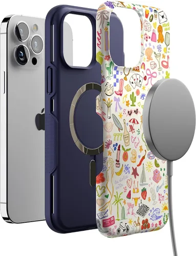 Vista 4 de Casely Funda para iPhone 13 Pro Max Todas las cosas divertidas Diversión en días laborables Compatible con MagSafe Diseño protector audaz