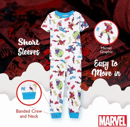 Vista 5 de Marvel Boys' 6-piece Snug-fit Cotton Pajama Set, Soft & Cute for Kids, Comfortable Nightwear