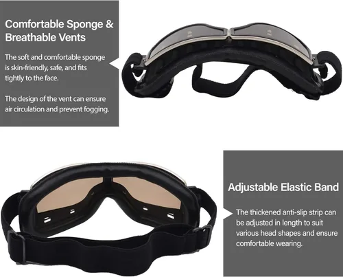 Vista 5 de Peicees Gafas Vintage para Motocicleta Gafas de Aviador Gafas de Casco de Piloto Gafas de Equitación Motocross Bicicleta de Montaña Scooter ATV