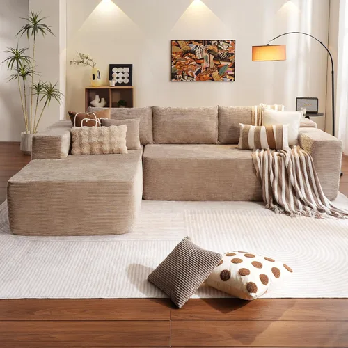 Vista 10 de ovios Sofá seccional Cloud de 96 pulgadas con chaise en forma de L, sofá modular moderno con asiento profundo, sofás tapizados para sala de estar