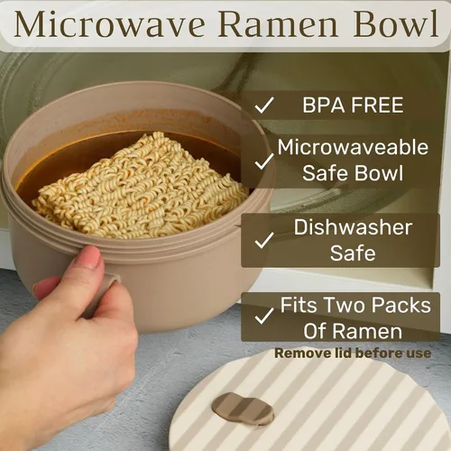 Vista 4 de AI LOVE PEACE Tazón de ramen, olla de ramen, tazón de ramen para microondas, tazón grande de fideos de 40 onzas, tazón para microondas, cuencos