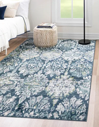Vista 17 de Unique Loom Sumter Collection - Alfombra de área Brewton (2 pies x 6 pies, azul marino/azul)