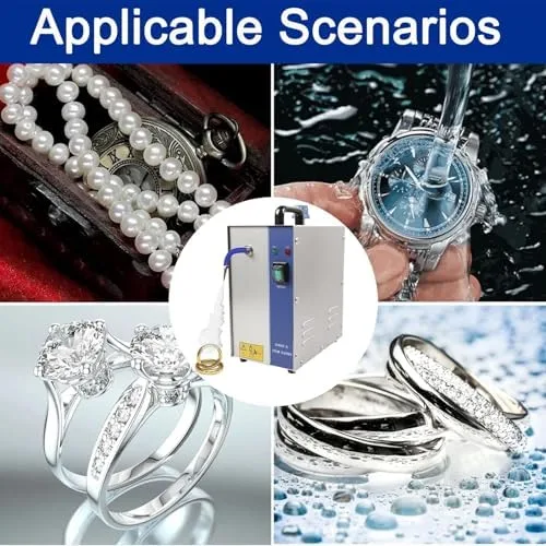Vista 6 de Máquina limpiadora de vapor para joyas, limpiador ultrasónico de acero inoxidable de 1300 W, 275.0 °F para anillos, relojes, pendientes y plata 2L