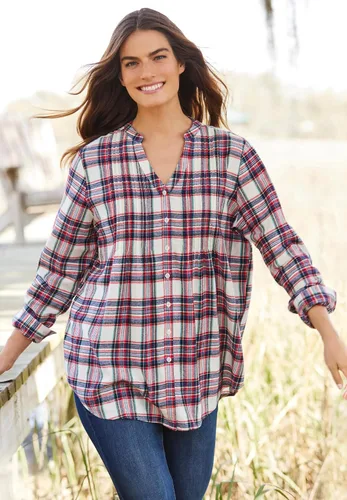 Vista 5 de Camisa de franela Woman Within, con plisado, de gran tamaño, para mujer