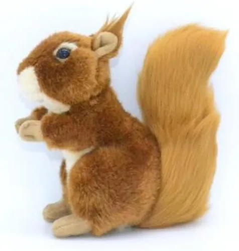 Vista 2 de JIANEEXSQ Animal de peluche realista de ardilla, modelo de ardilla realista, colección de regalo de felpa única para cumpleaños de niños (sentado)