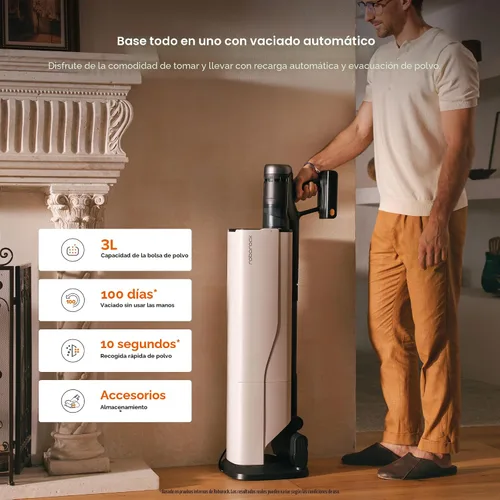 Vista 2 de Roborock H60 Hub Ultra Aspiradora Inalámbrica con Estación de Vaciado Automático, Aspiradora de Mano con Succión Mejorada de 210AW para el Hogar