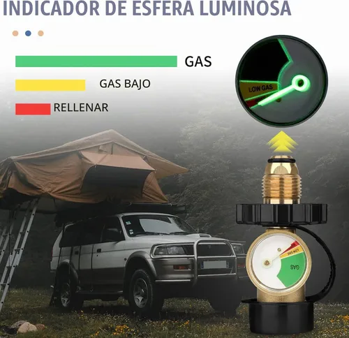 Vista 4 de Adaptador de tanque de propano Aekops con medidor que convierte la válvula de servicio del tanque POL LP a QCC1 / Tipo 1, conexión tipo antiguo a
