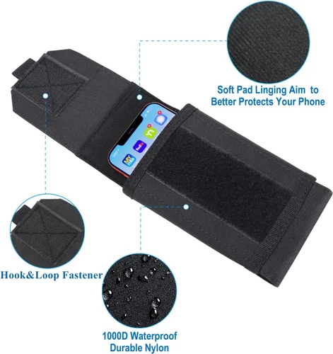 Vista 3 de Funda táctica universal Molle para teléfono móvil del ejército, bolsa de cinturón EDC paquete de seguridad, kit de accesorios de transporte, bolsa