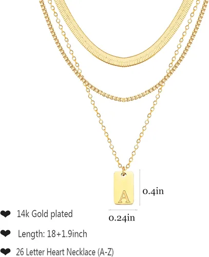Vista 6 de YANCHUN Collares con inicial en capas para mujer, collar con dije de letra apilable, delicado collar de oro para mujer, cosas de moda, gargantilla
