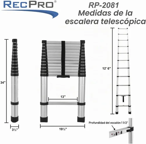 Vista 5 de RecPro Escalera telescópica RV de 12.5 pies compatible con unidades preparadas Lippert On-The-Go