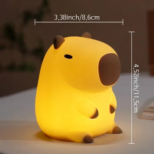 Vista 5 de YuanDian Lámpara Nocturna de Capybara - Adorable Lámpara de Silicona para Niños, Bebés, Adultos Lindo Regalo de Capybara, Decoración