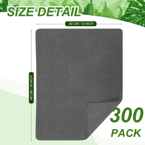 Vista 2 de Preboun Paquete de 300 paños de limpieza de microfibra de 12 x 16 pulgadas, multiusos, reutilizables, lavables, toallas absorbentes para casa, Gris