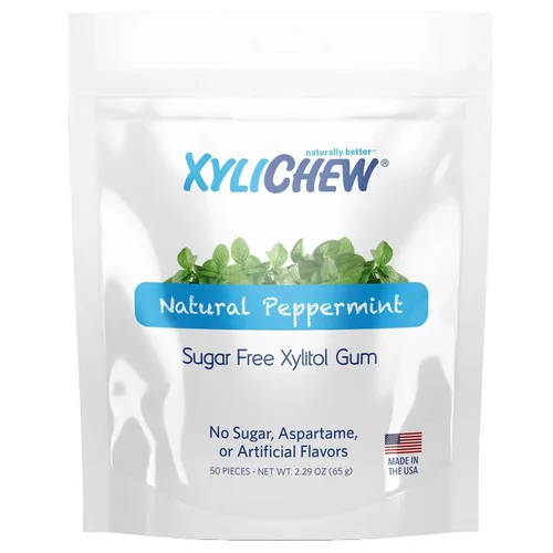 Vista 21 de Xylichew Goma de mascar 100% xilitol sin OMG, sin aspartamo, sin gluten y sin azúcar, cuidado bucal natural, alivia el mal aliento y la boca seca