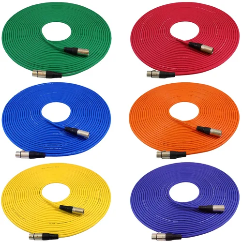 Vista 16 de GLS Audio cables de audio de 25' para micrófonos. Cables con colores con entradas XLR macho a XLR hembra, paquete de 6