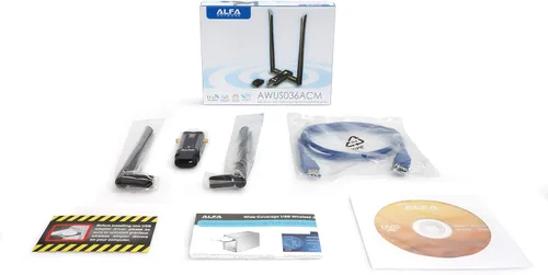 Vista 2 de ALFA Network AWUS036ACM Adaptador USB Wi-Fi inalámbrico de banda dual AC1200 de largo alcance y amplia cobertura con antena externa de alta