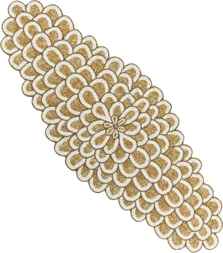 Vista 25 de CLEENTABLE Camino de mesa decorativo con cuentas de 36 pulgadas, diseño floral hecho a mano con respaldo de poliéster duradero para comedor, mesa