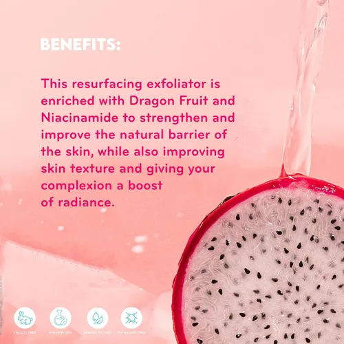 Vista 5 de Pürlisse - Exfoliante facial de fruta de dragón + niacinamida, lavado facial exfoliante para brillo y textura mejorada, fortalece la barrera