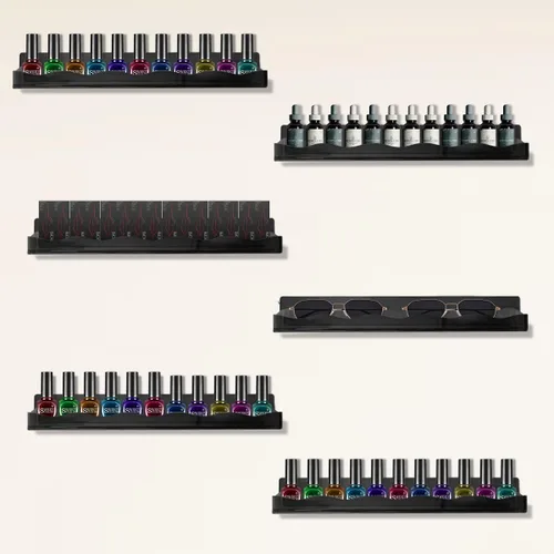 Vista 6 de BTremary - Estante para esmaltes de uñas de 15" montado en pared, acrílico, organizador y almacenamiento de pinturas en gel con tapas de extremo