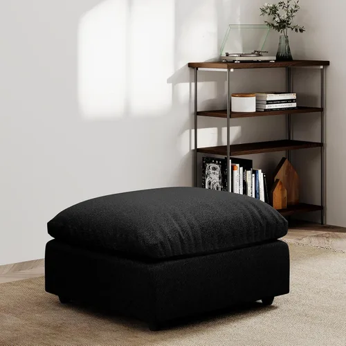 Vista 62 de Sofá seccional moderno de lino en forma de L para sala de estar, sofás modulares con relleno de plumón, fundas de cojín de sofá desmontables, sofá
