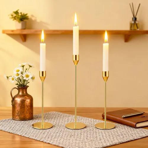 Vista 6 de Giantree Juego de 18 portavelas decorativos, modernos y elegantes portavelas altos de metal fino, centros de mesa, bodas, fiestas de Navidad