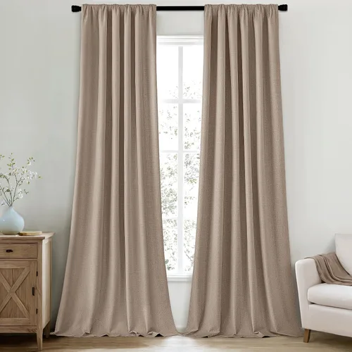 Vista 18 de MIULEE Cortinas 100% opacas de 63 pulgadas de largo, 2 paneles para dormitorio, cortina gruesa negra para oscurecer la habitación, pestaña trasera