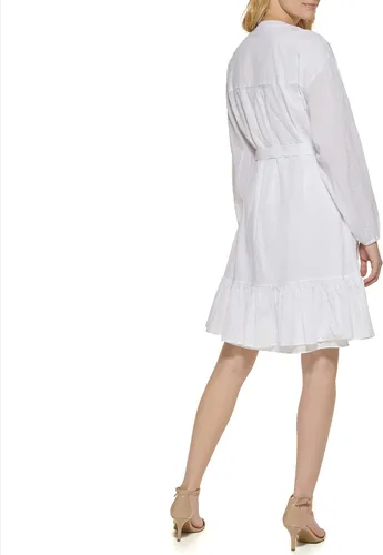Vista 4 de Tommy Hilfiger Women's Chambray Stripe Long Sleeve Shirt Dress