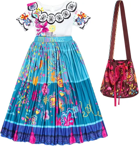 Vista 8 de HenzWorld Disfraz de Mirabel para niñas vestido mágico de la familia IsabelaMadrigalPepa disfraz de dibujos animados traje de fiesta