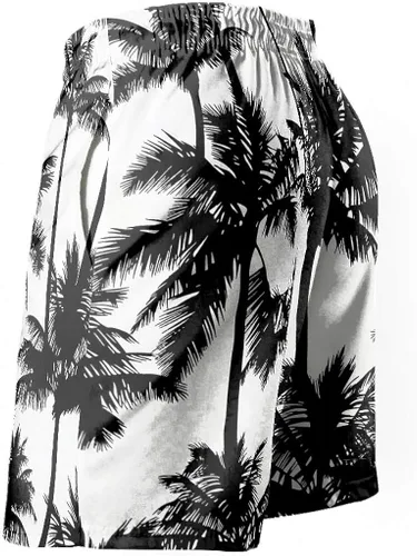 Vista 2 de BOTURN Mens Swim Shorts Seamless Black Palm Trees Print Slim Fit Bathing Swim Trunks with Pockets
